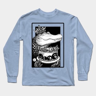 Alligator & Crystal Cake - Black Outlined Version Long Sleeve T-Shirt